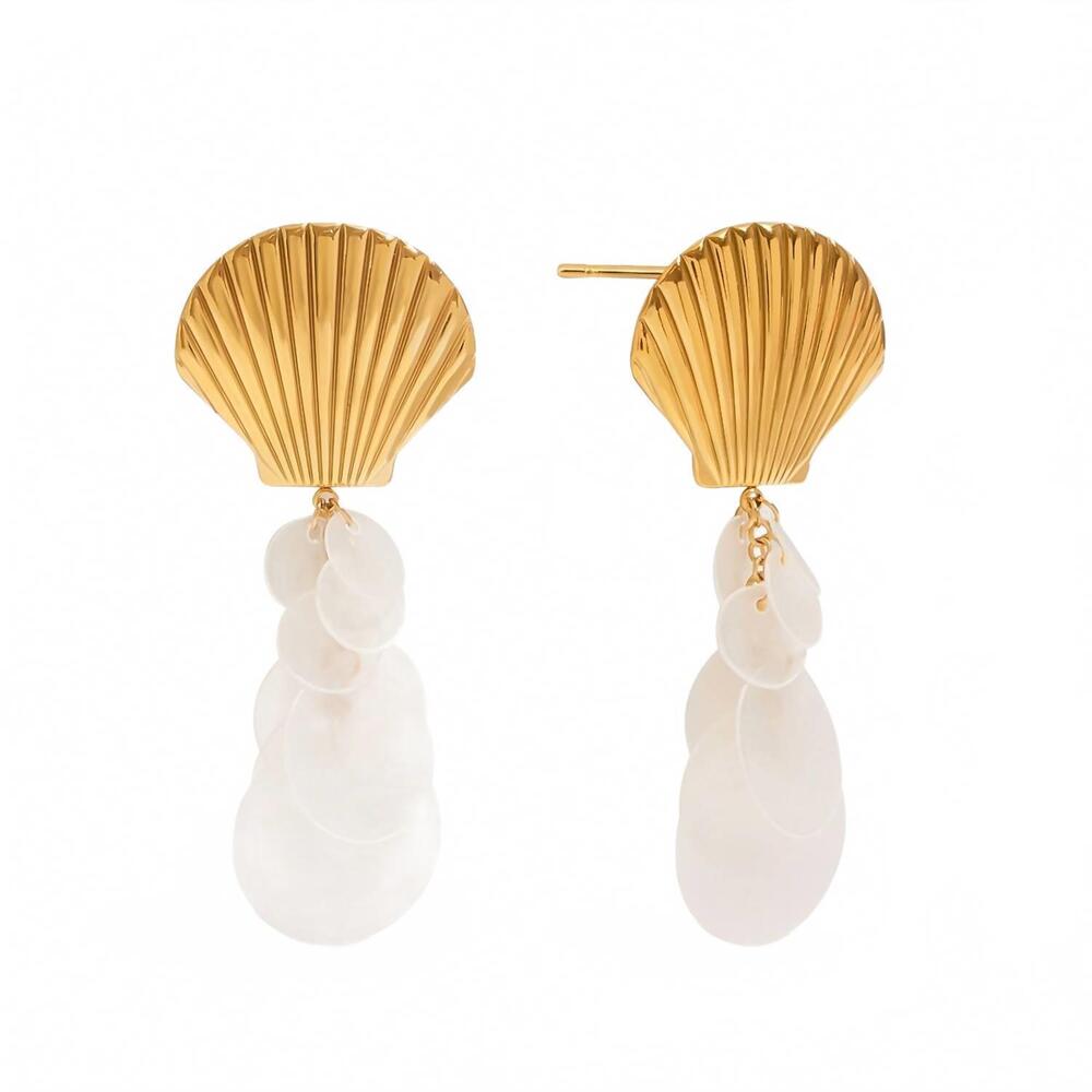 NEW JAZZY PINK women's sienna shell earrings in gold